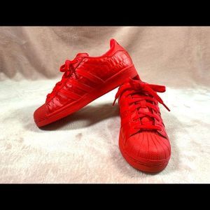 all red adidas shell toe